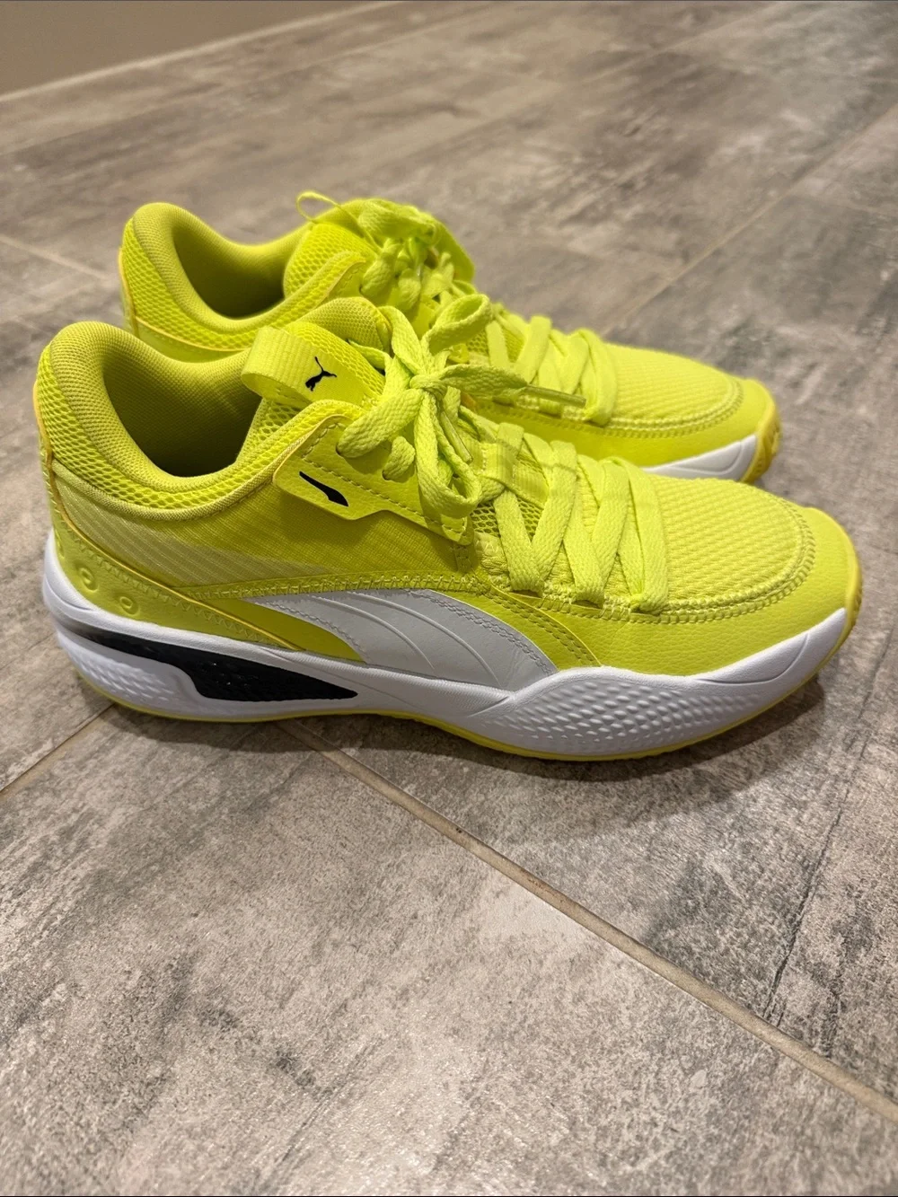 Puma Kids Neon Yellow and White Athletic Sneakers